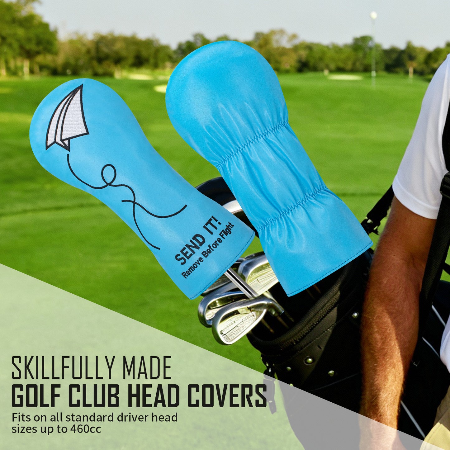 Golf Driver Headcover with Airplane Design Golf Club Covers,4pcs or 1pc Golf Headcovers for Woods and Driver Fairway Hybrids Women Men - Premium PU Leather