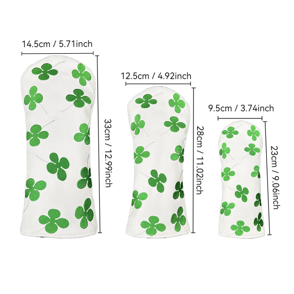 Golf Headcovers Live Lucky Golf Driver Covers Advanced Embroidery Fairway Wood Premium Leather Shamrock Golf Club Covers