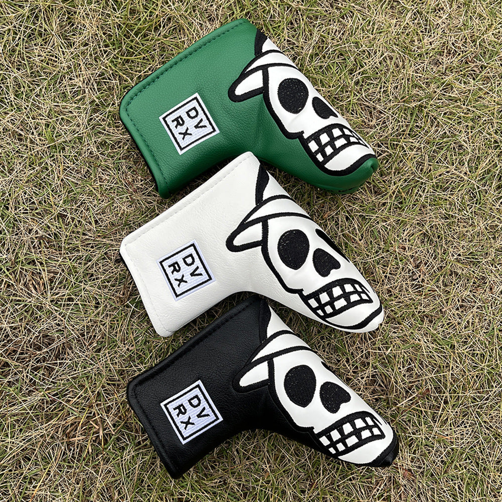 Black Golf Club Covers Skull Embroidery Driver Headcover Fairway 3 Wood Headcover Hybrid Headcover for Your Selection fits for All Brands