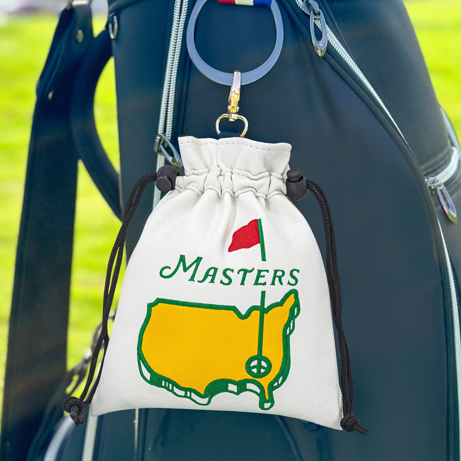 Golf Valuables Pouch Bag Green map embroidery Drawstring Bag