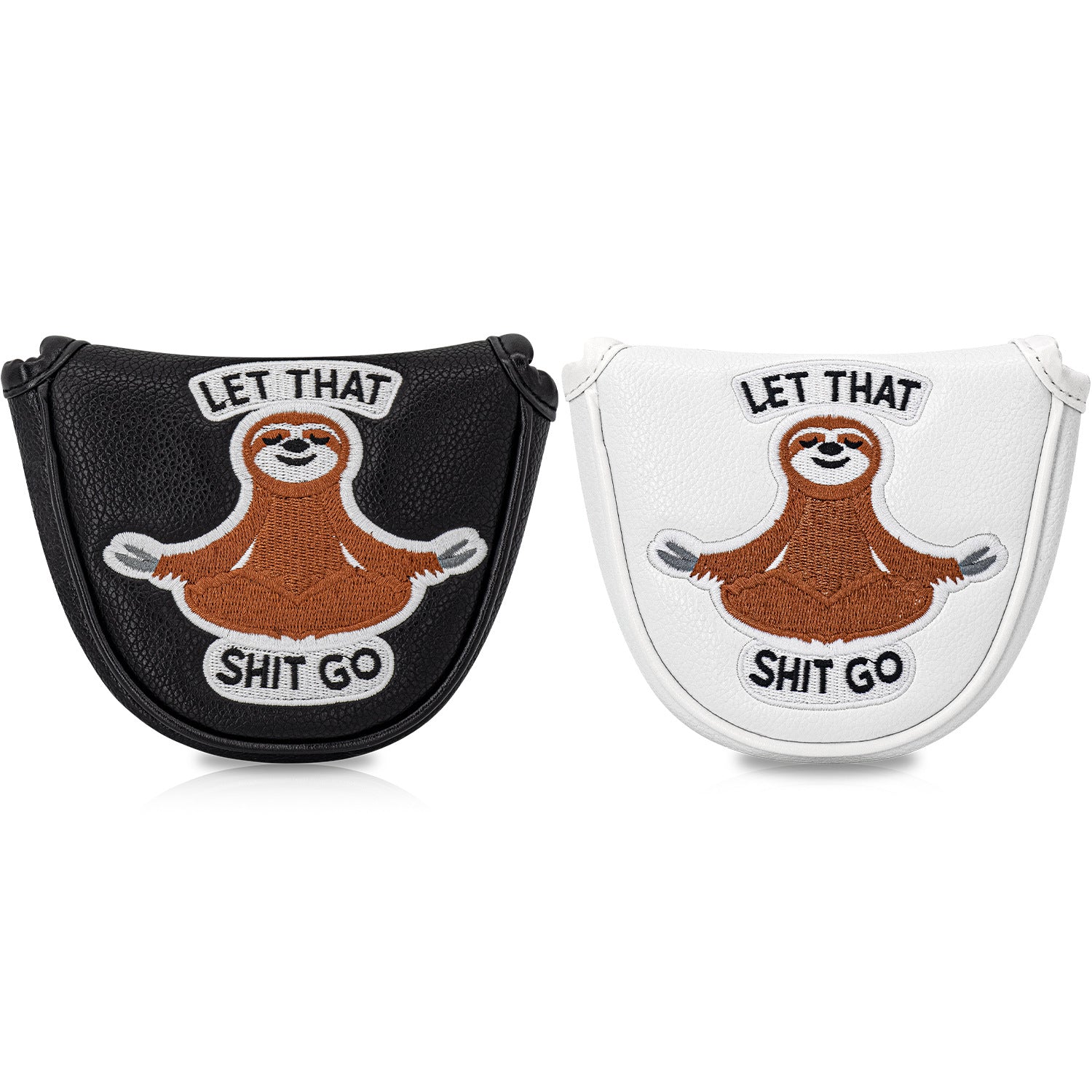 Golf Half Mallet Putter Cover Cartoon Embroidered Sloth  Magnetic Golf Head Covers