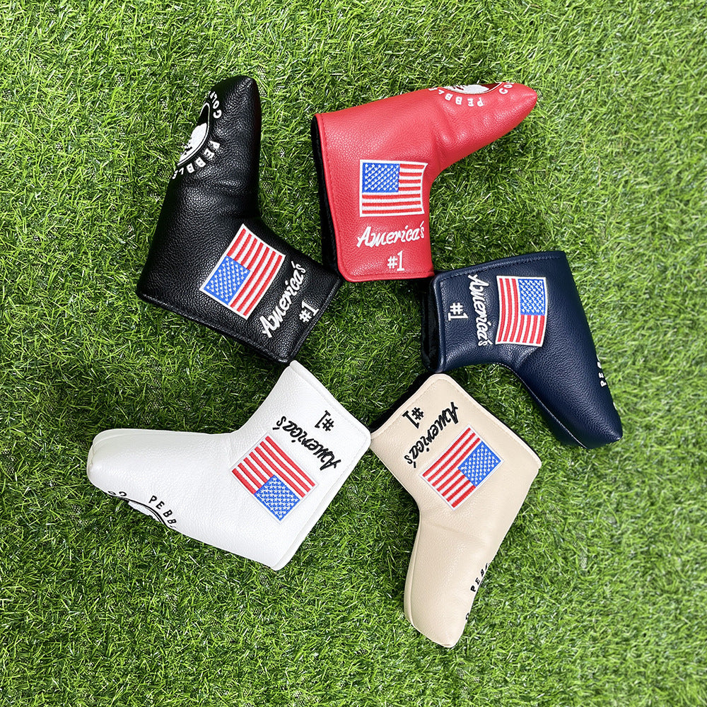 USA embroidered pattern leather mallet putter cover