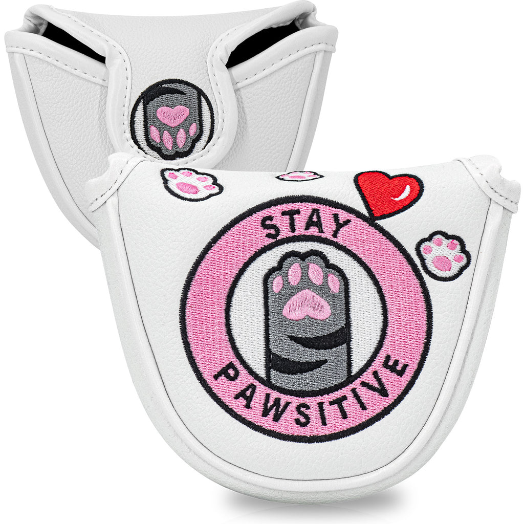 Putter Cover Magnetic Square Mallet Putter Head Cover Elegant  cute cat paw embroidery