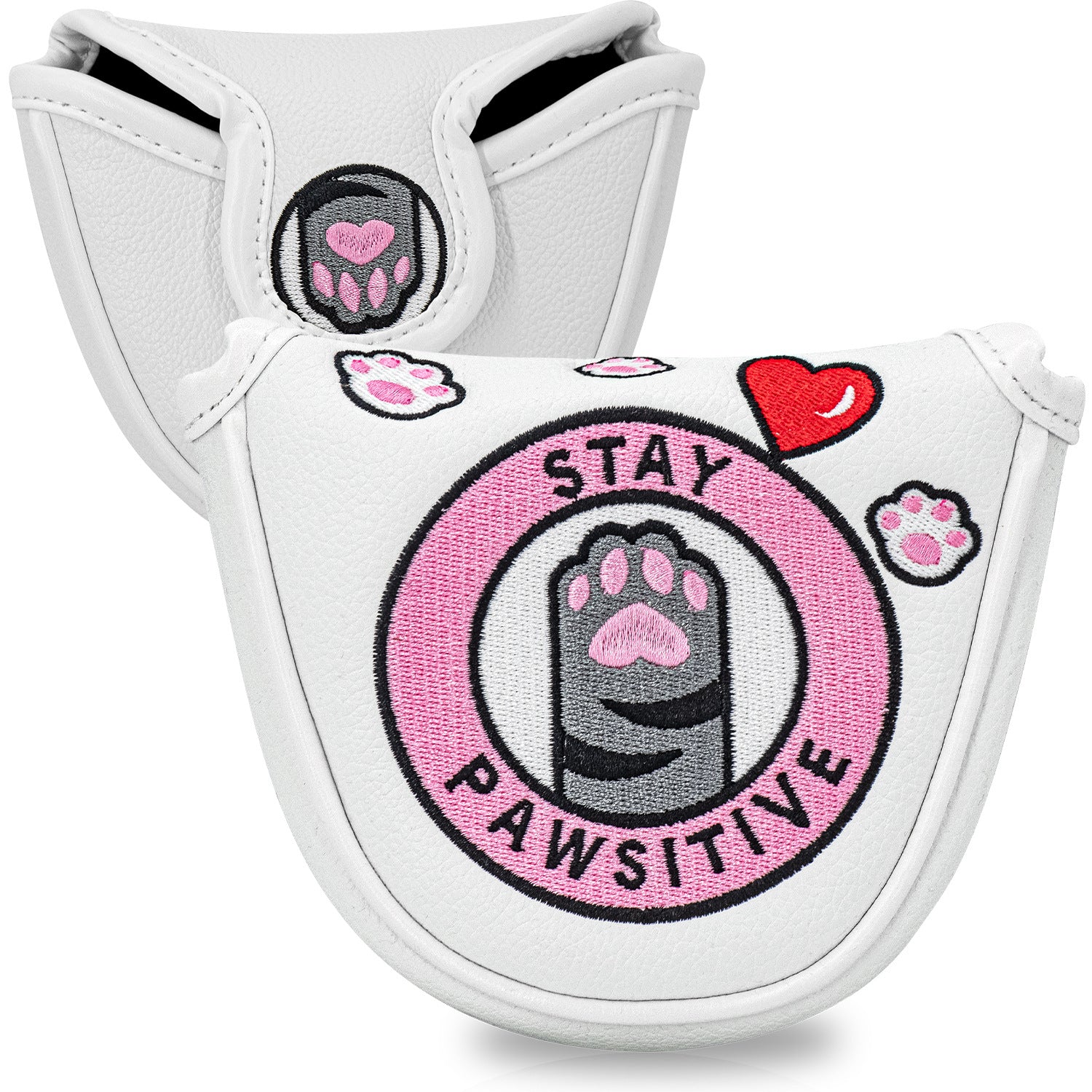 Putter Cover Magnetic Square Mallet Putter Head Cover Elegant  cute cat paw embroidery