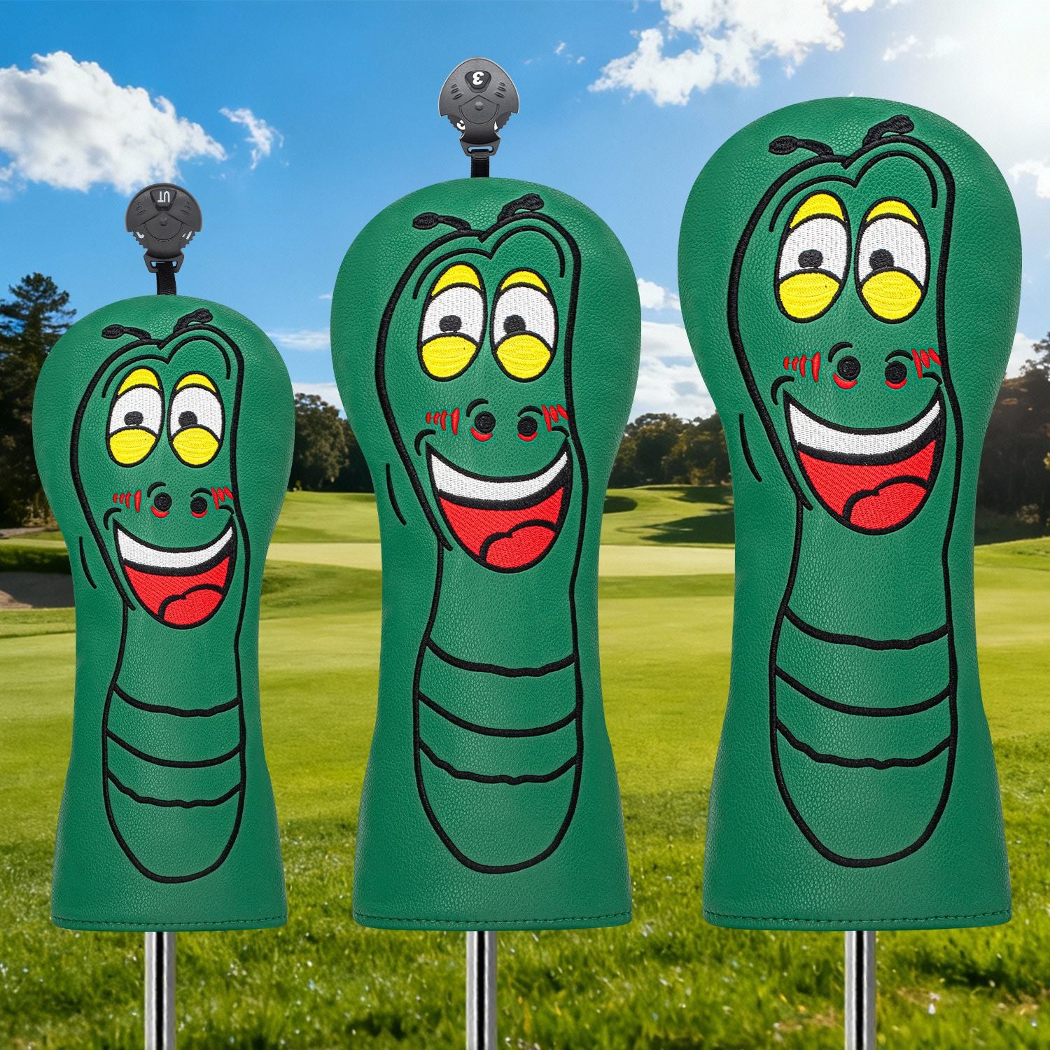 Fun Cartoon Green Worm Golf Club Head Covers
