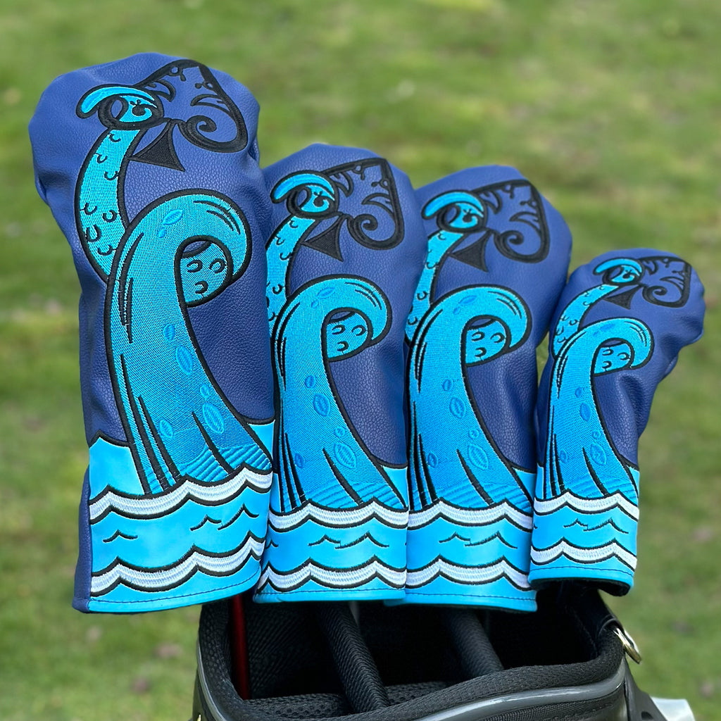 Blue Wave Embroidered Golf Club Head Covers