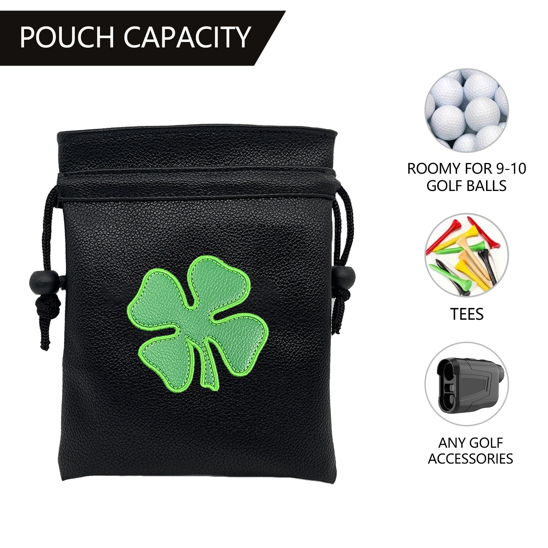Golf Valuables Pouch,Golf Bag Pouch with Drawstrings Leather Tee Pouchs Bag