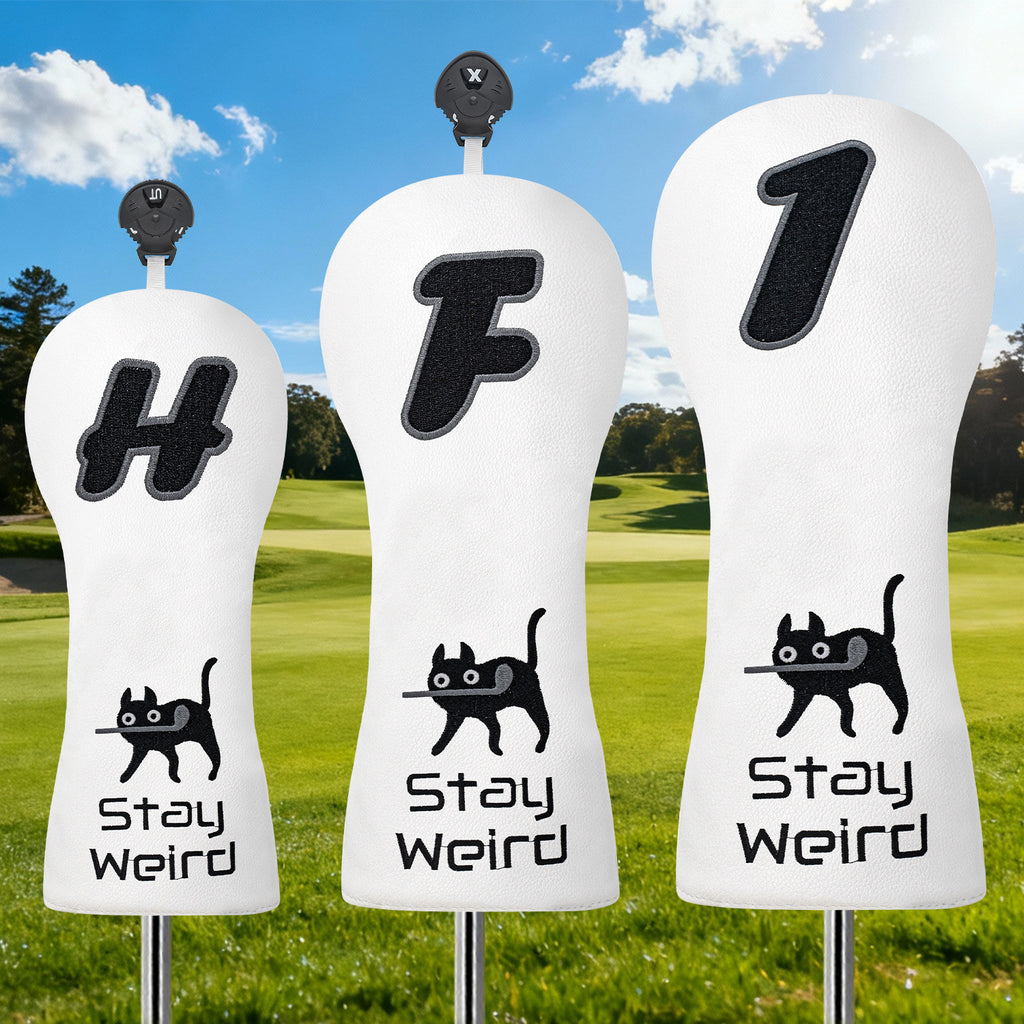 Fun Cat Golf Head Covers Premium PU Leather
