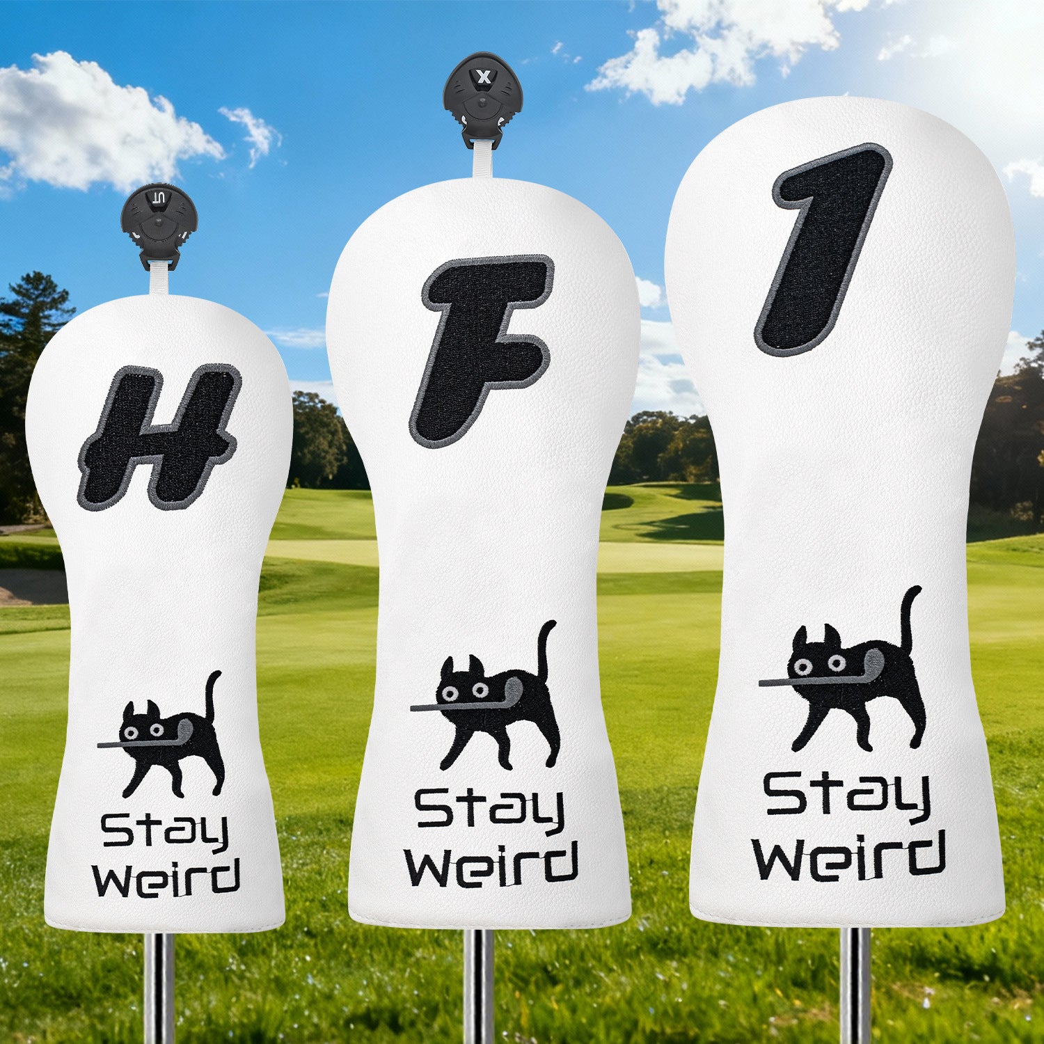 Fun Cat Golf Head Covers Premium PU Leather