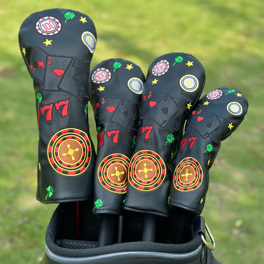 Golf Club Covers Poker Golf Head Covers Driver Covers Fariway Wood Headcover Hybrid Covers Leather Golf Headcover with Number Tag for All Brand