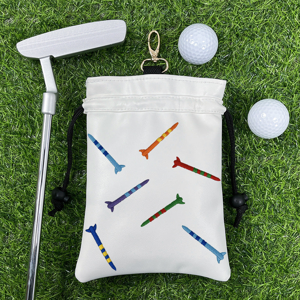 Colorful Tee golf Valuables Pouch,Golf Bag Pouch with Drawstrings Golf Tee Bag Leather