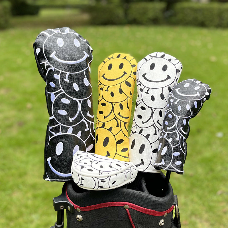 Funny Happy Smile Emoji Driver Headcovers - Smiley Face Club Covers for Golf Clubs, with Rubber Magnet for Secure Positioning and Quick Access, Magnetic Golf Accessories, Fits Most Golf Clubs