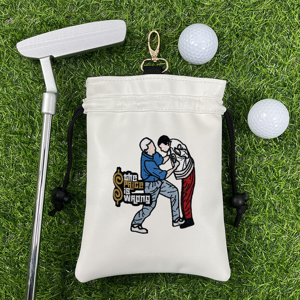 Funny Golf Valuables Bag with Drawstrings - Synthetic Leather Tee Pouch Gifts for Golfer
