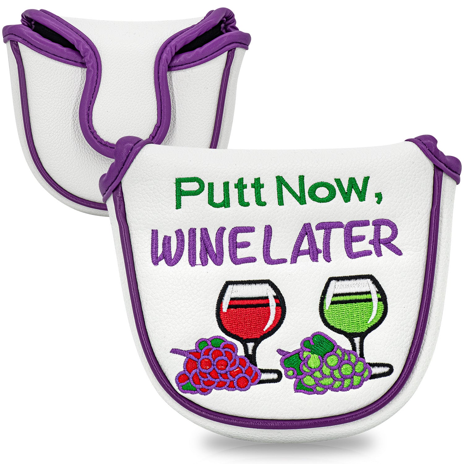 Fruit embroidery Golf Mallet Putter Cover Square Mallet Putter Cover with Strong Magnetic Closure