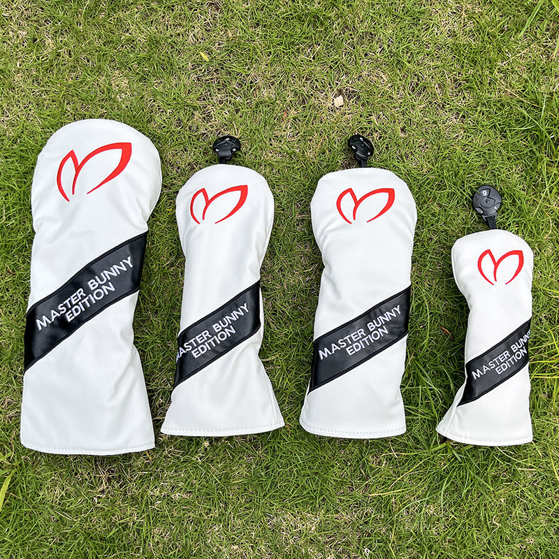 PU Leather Driver & Fairway Wood Headcover - White with Black, Premium Golf Accessory