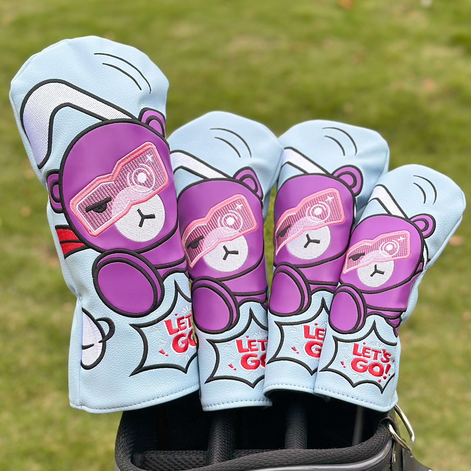Cartoon Style Violent Bear Golf Club Head Covers