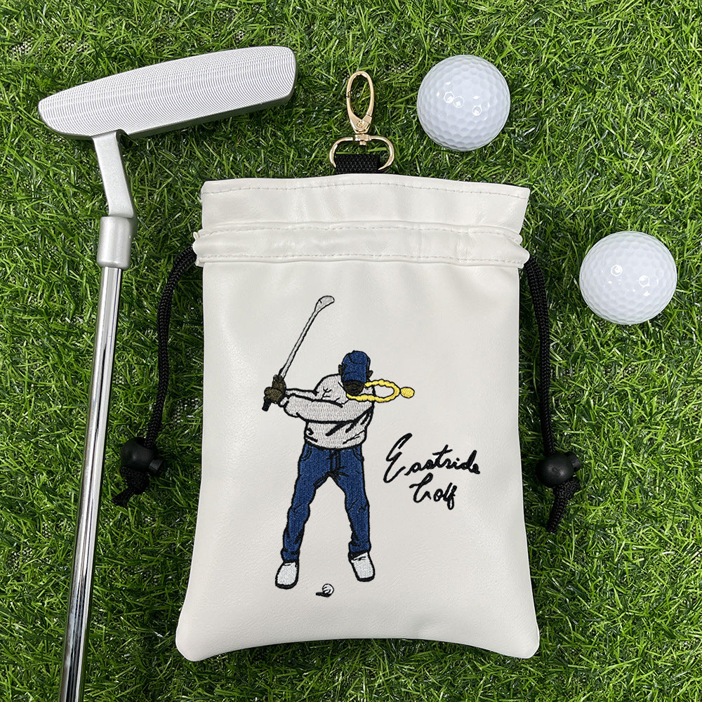 Funny Golf Valuables Bag with Drawstrings - Synthetic Leather Tee Pouch for Men