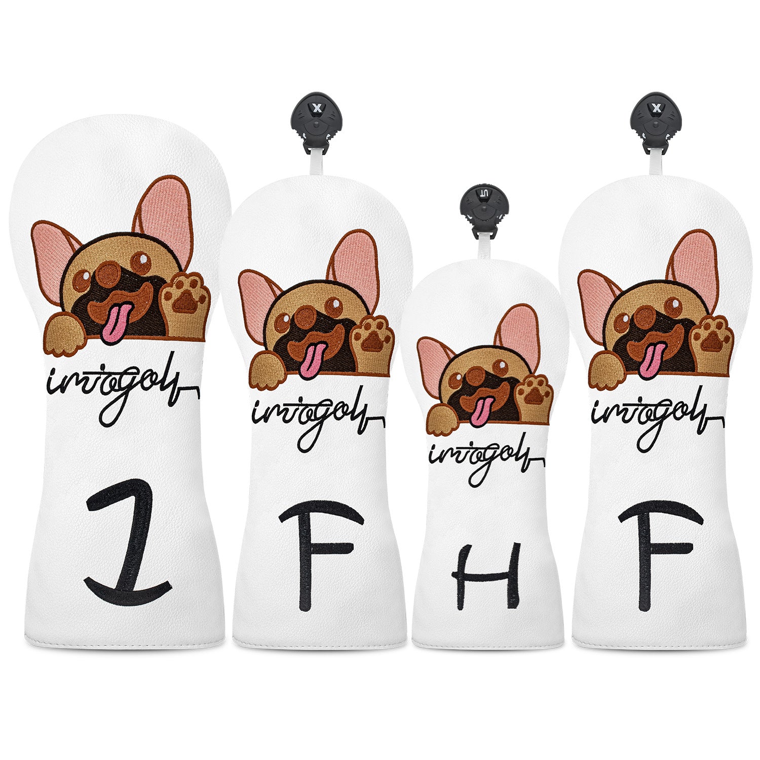 Cartoon Embroidered Dog Golf Wood Club Head Covers