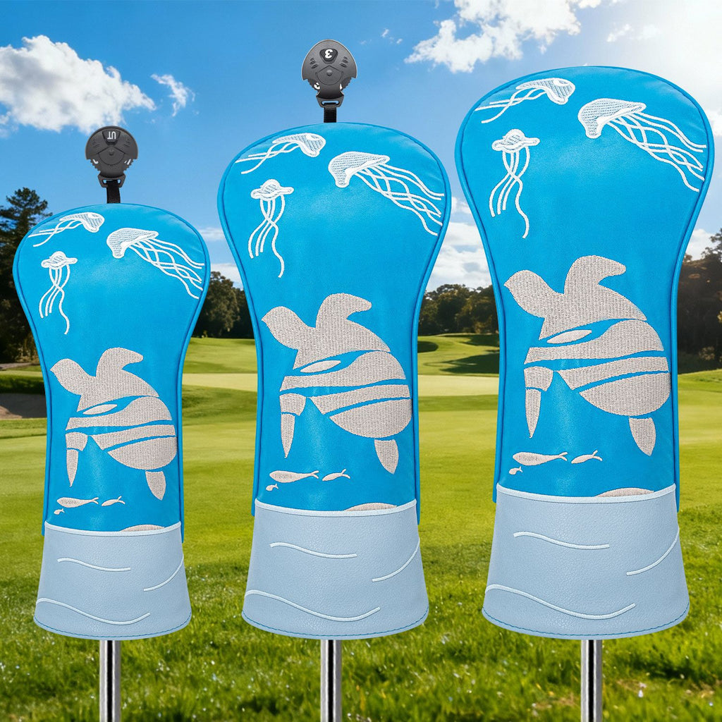 Awesome Golf Headcovers Blue Sea Turtle Embroidery Gift for Men Women