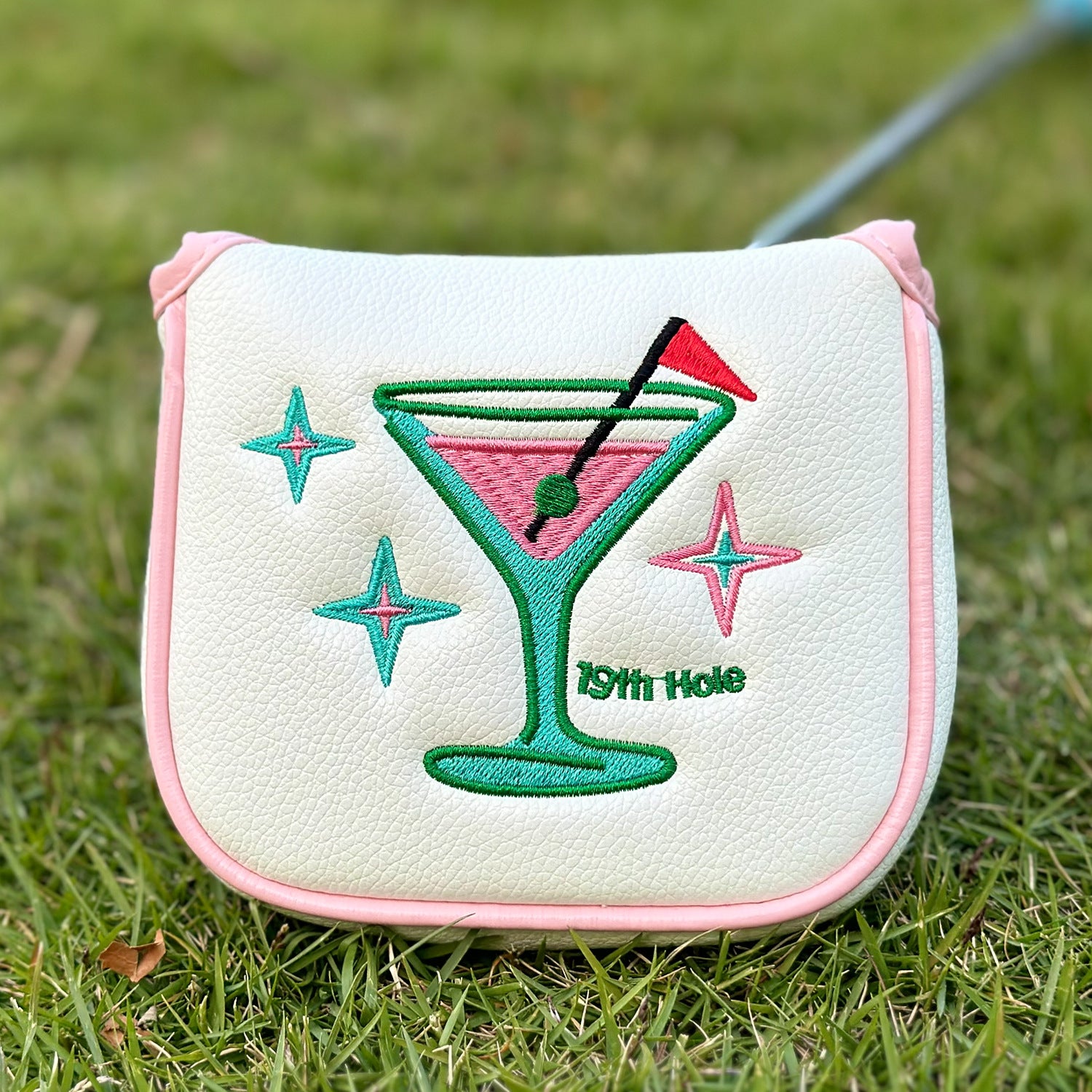 Pink Embroidered Wine Glass golf putter headcovers