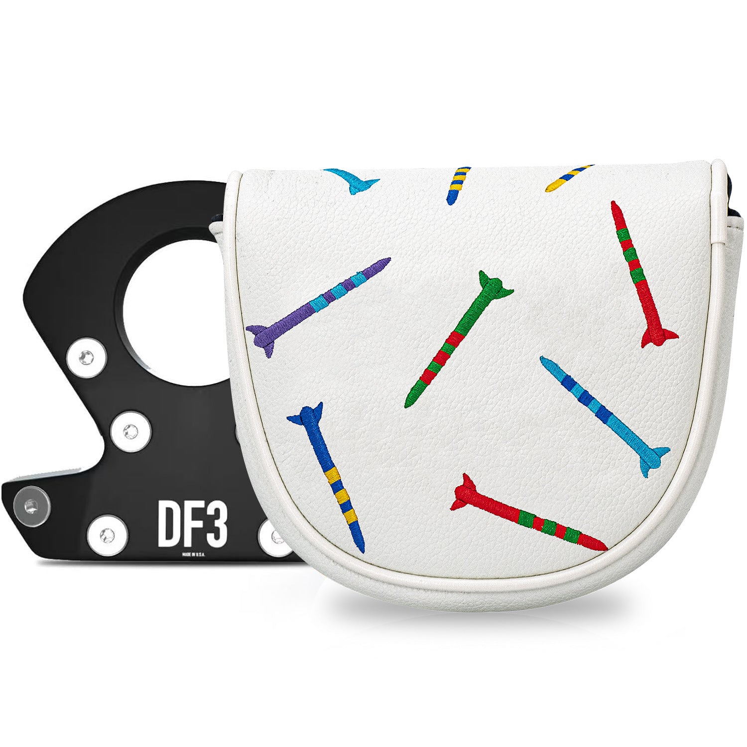 Square Putter Headcover Colorful Nail Embroidery for Most Brand