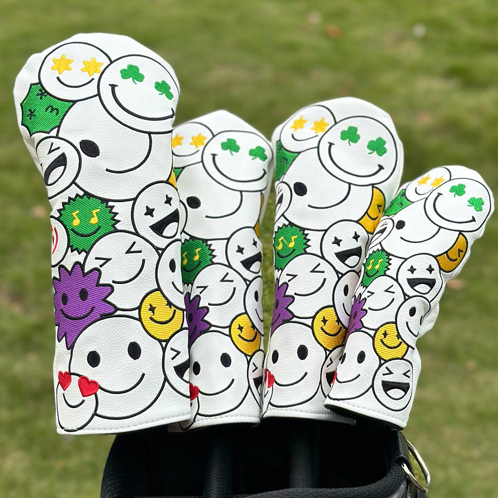 Cartoon Smiley Face Doodle Golf Club Head Covers