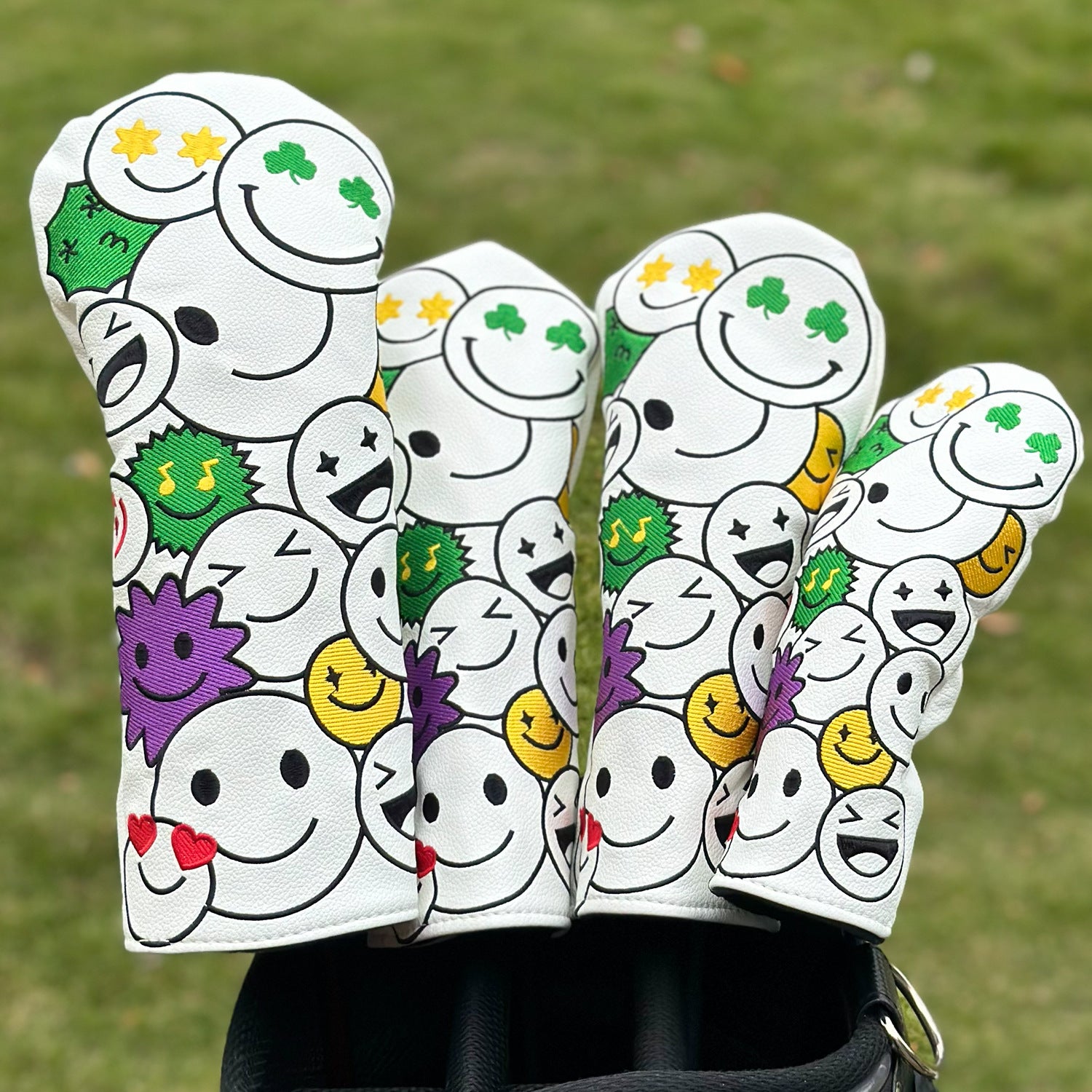 Cartoon Smiley Face Doodle Golf Club Head Covers