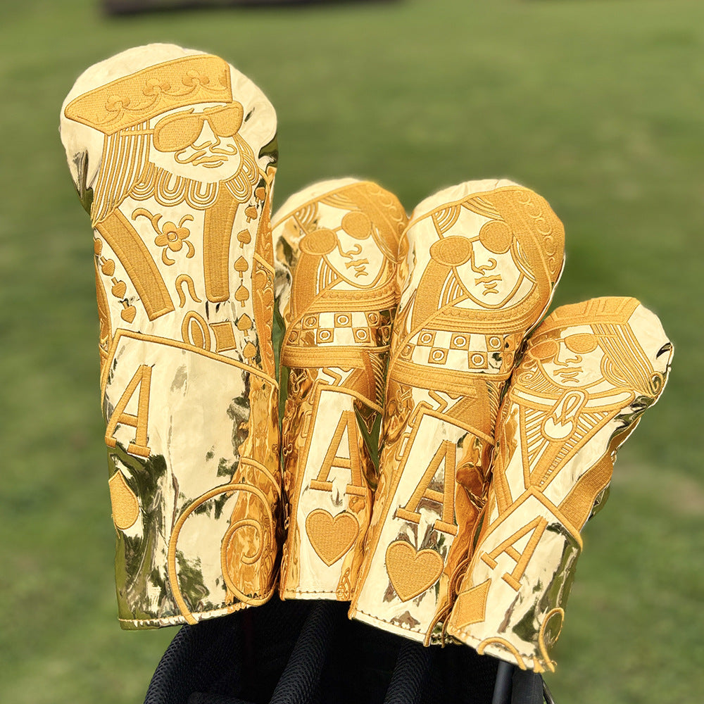 Poker Golf Headcover Golf Club Covers Fairway Wood Cover Headcover with Premium Synthetic Leather Material Embroidery Poker Pattern Fits for All Brand Golf Clubs.
