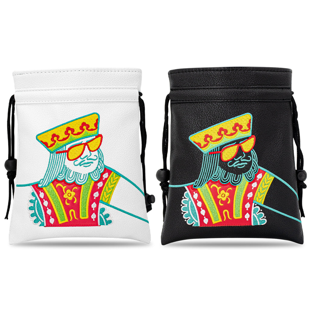 Golf Valuables Pouch Poker Embroidery Golf Pouch Bags with Drawstrings Leather Golf Tee Bag Pouchs