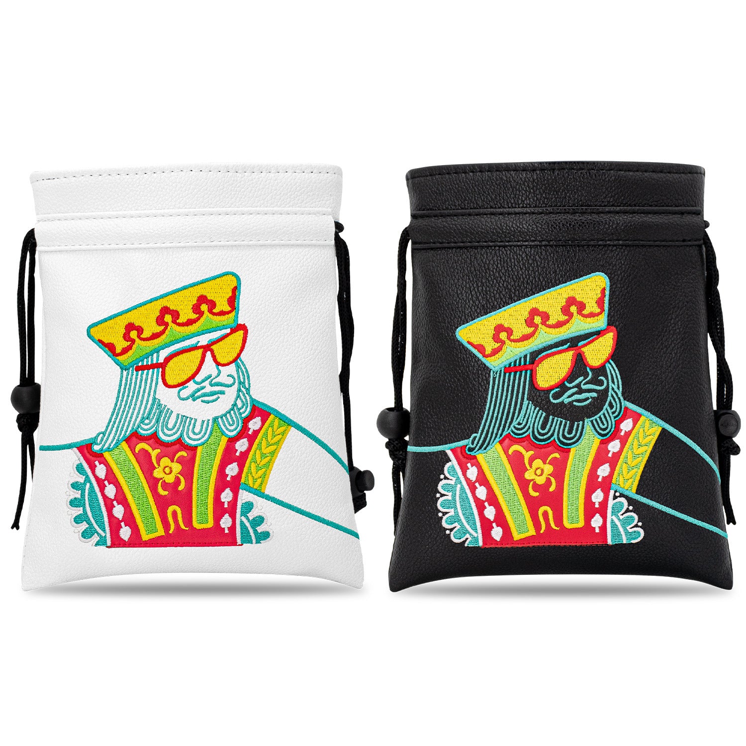 Golf Valuables Pouch Poker Embroidery Golf Pouch Bags with Drawstrings Leather Golf Tee Bag Pouchs