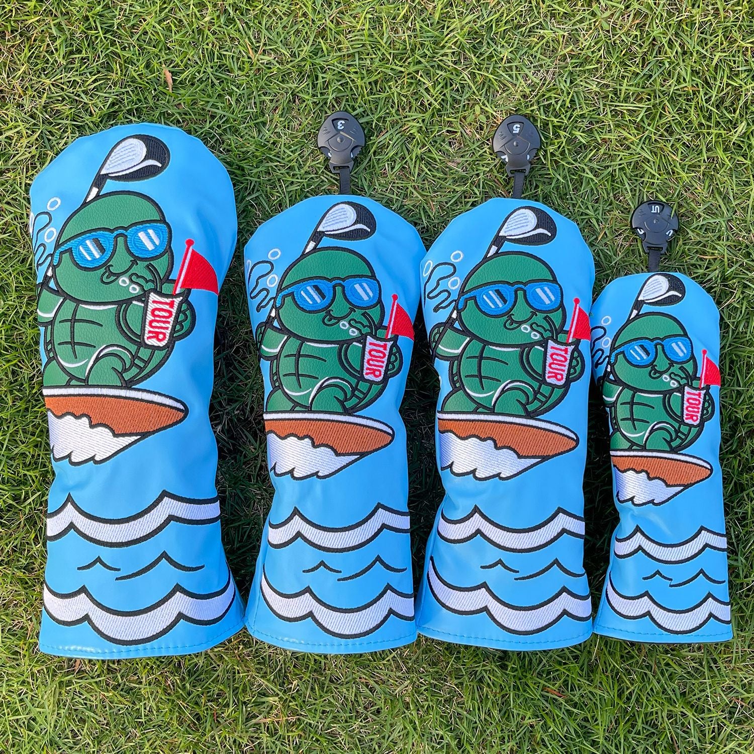 Golf Club Covers for Woods  Anime Turtle Embroidery PU Leather Premium