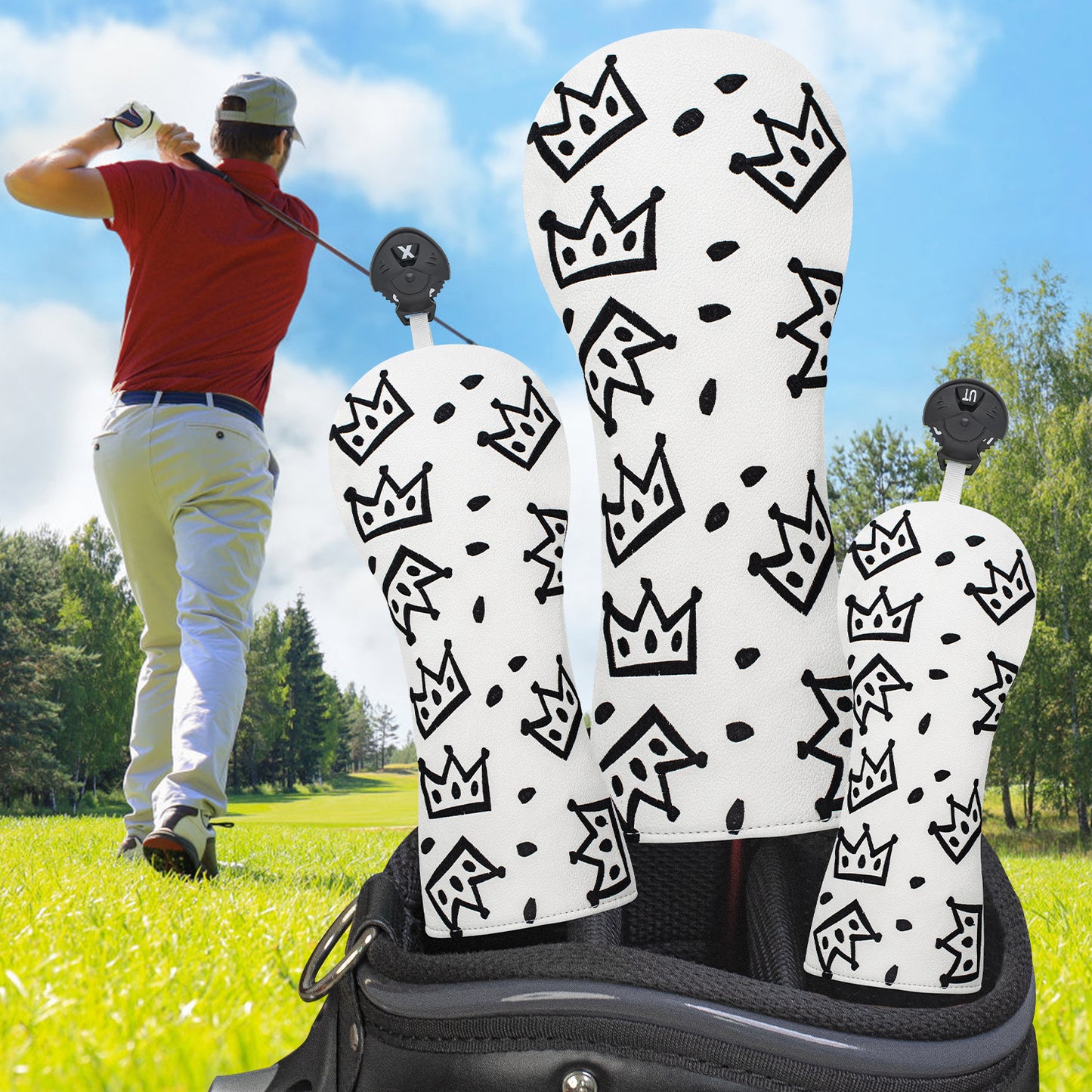 Golf Club Head Covers,4pcs or 1pc USA Golf Head Covers for Woods and Driver Fairway Hybrid - PU Leather Mallet Blade Putter for Men Women Golf Enthusiast