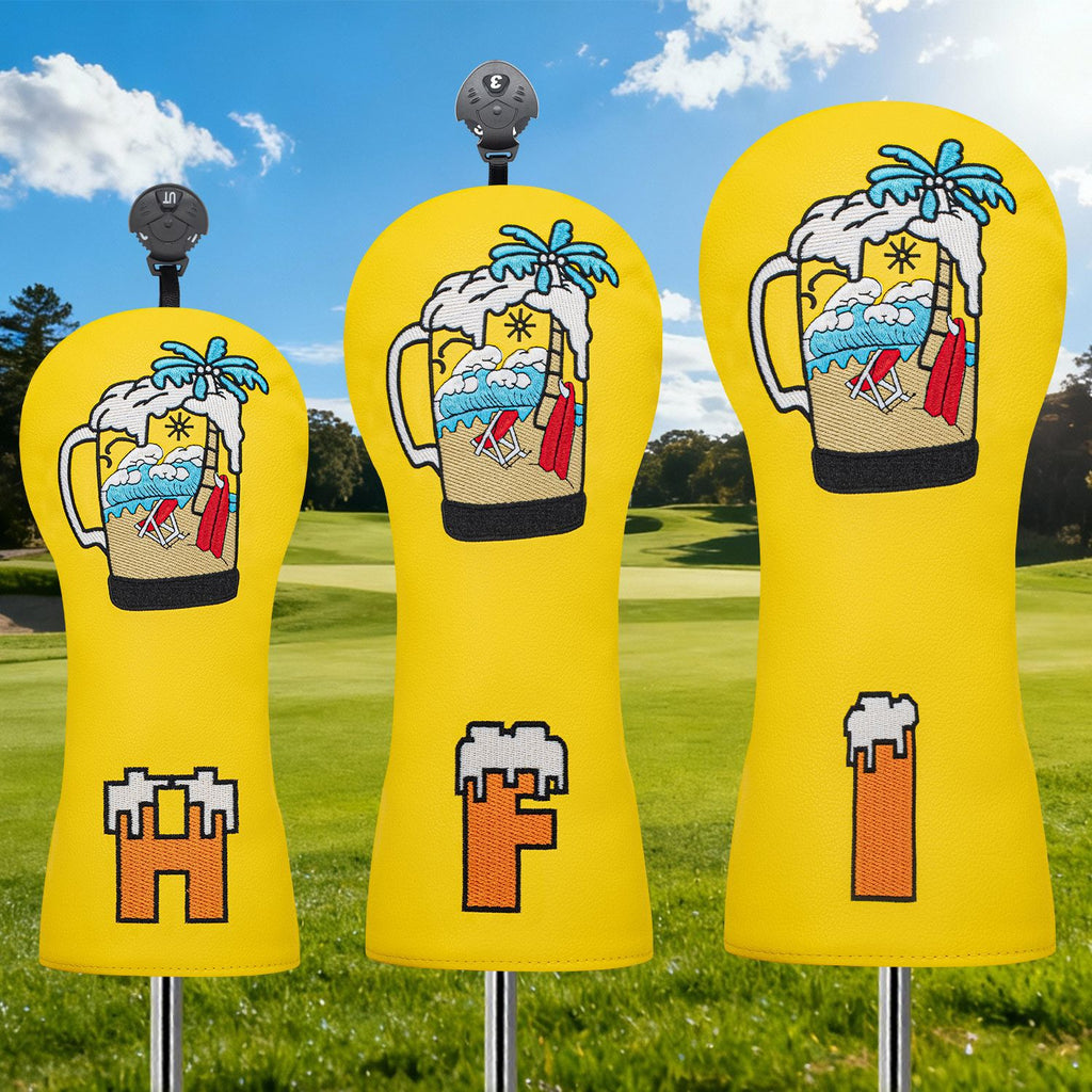 Beer & Coconut Embroidery Vacation-Style Golf Club Head Covers