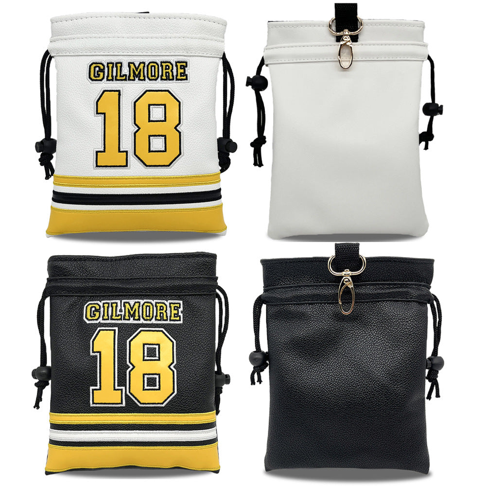Golf Pouch tee Number 18 jersey embroidery Drawstring Bag