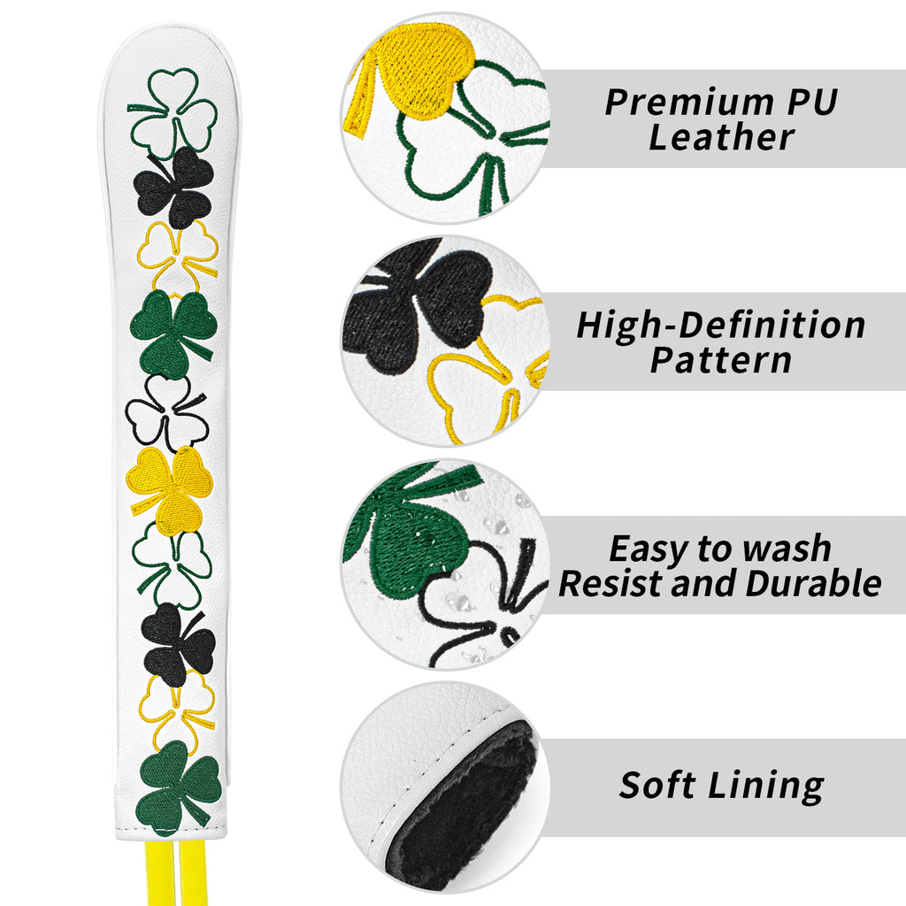 Four-Leaf Clover Embroidery alignment sticks golf cover