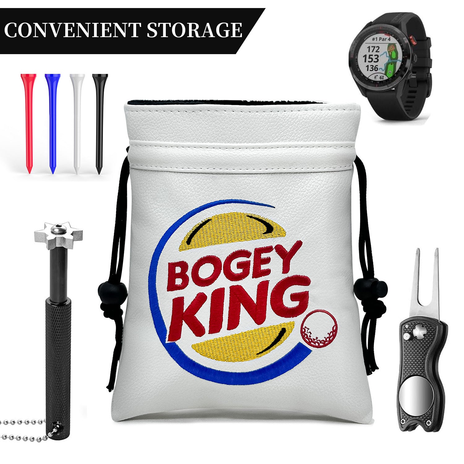 Golf Valuables Pouch,Golf Pouch Bag with Drawstrings Golf Tee Bag Pouch