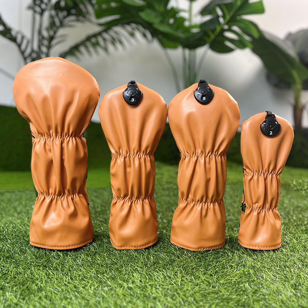 Golf Club Covers Orange Golf Head Cover Driver Covers Fairway Wood Headcover Hybrid Cover Leather Golf Headcover for Scotty Cameron Taylormade Titleist Odyssey