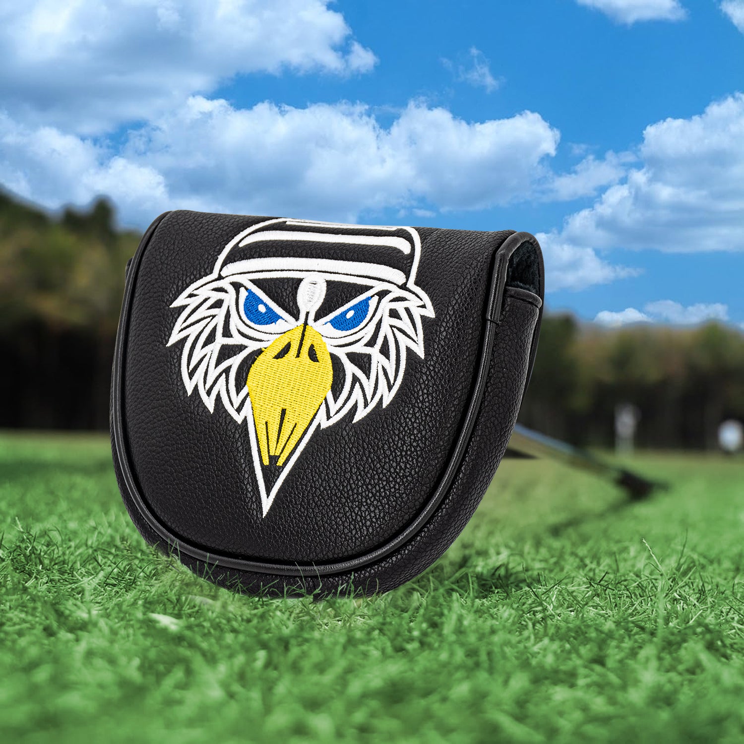 Embroidered eagle head custom putter covers