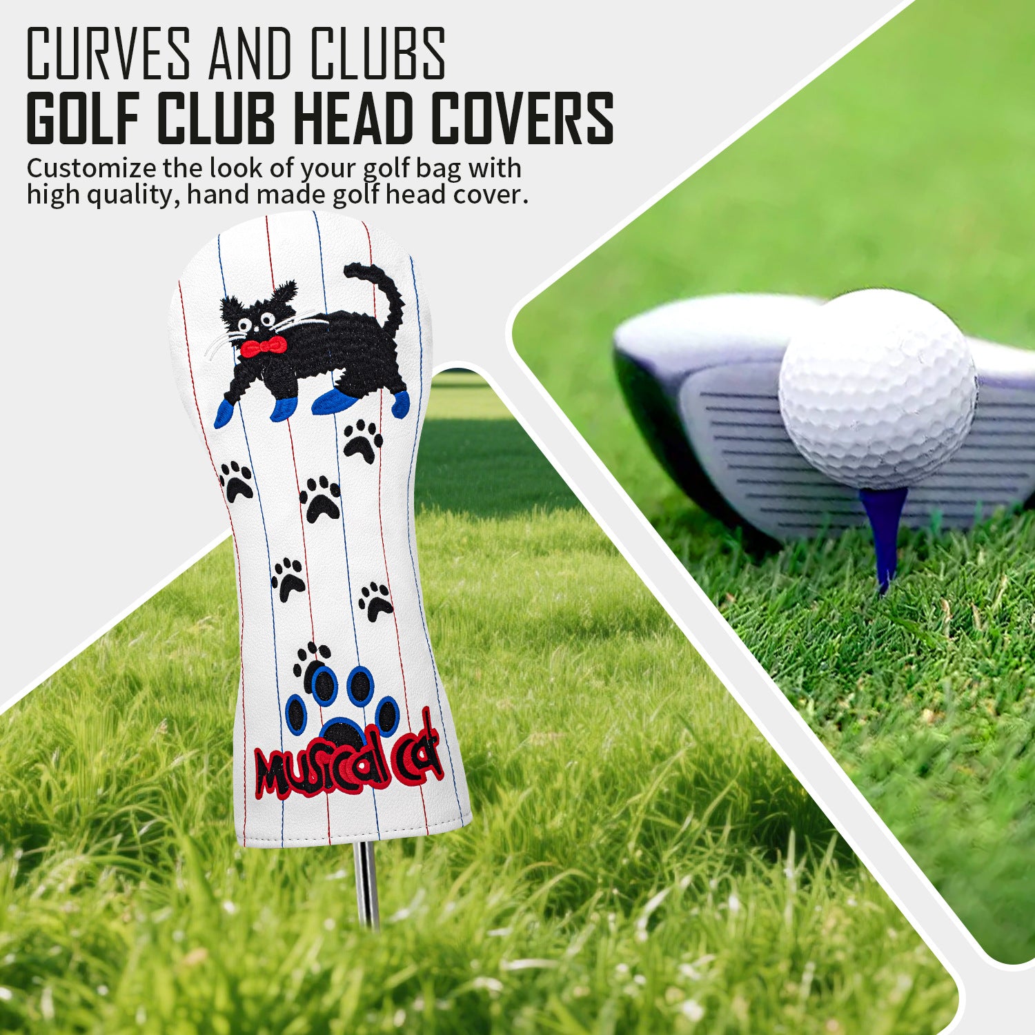 Cartoon Musical Cat Golf Club Head Covers