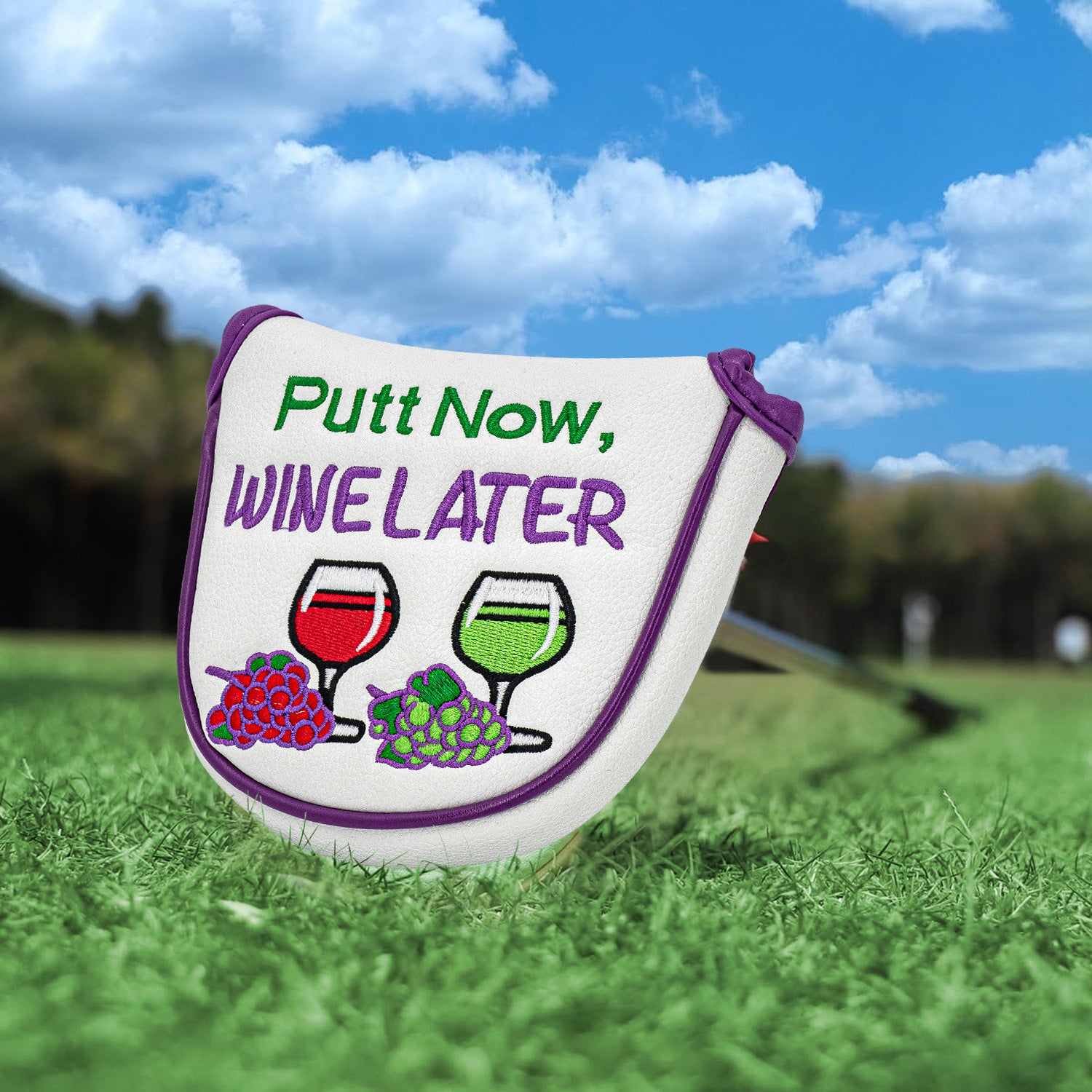 Fruit embroidery Golf Mallet Putter Cover Square Mallet Putter Cover with Strong Magnetic Closure