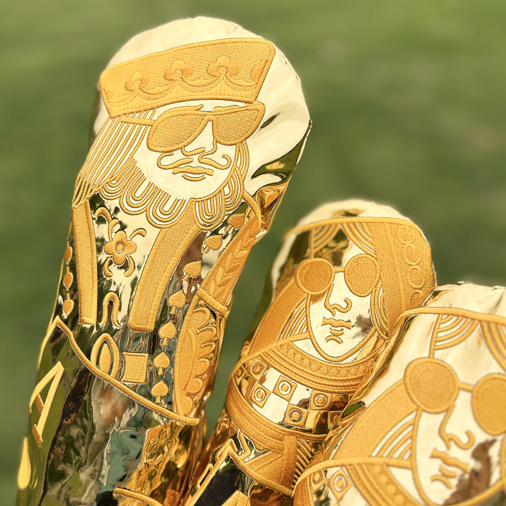 Poker Golf Headcover Golf Club Covers Fairway Wood Cover Headcover with Premium Synthetic Leather Material Embroidery Poker Pattern Fits for All Brand Golf Clubs.