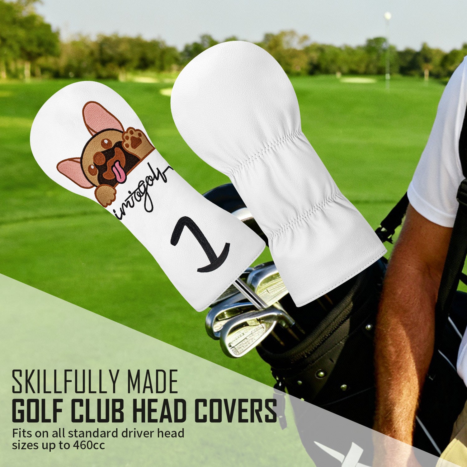 Cartoon Embroidered Dog Golf Wood Club Head Covers
