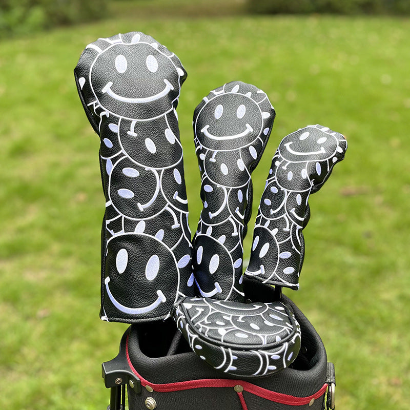 Funny Happy Smile Emoji Driver Headcovers - Smiley Face Club Covers for Golf Clubs, with Rubber Magnet for Secure Positioning and Quick Access, Magnetic Golf Accessories, Fits Most Golf Clubs