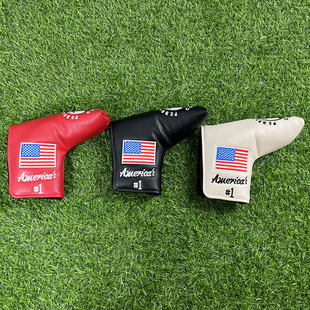USA embroidered pattern leather mallet putter cover