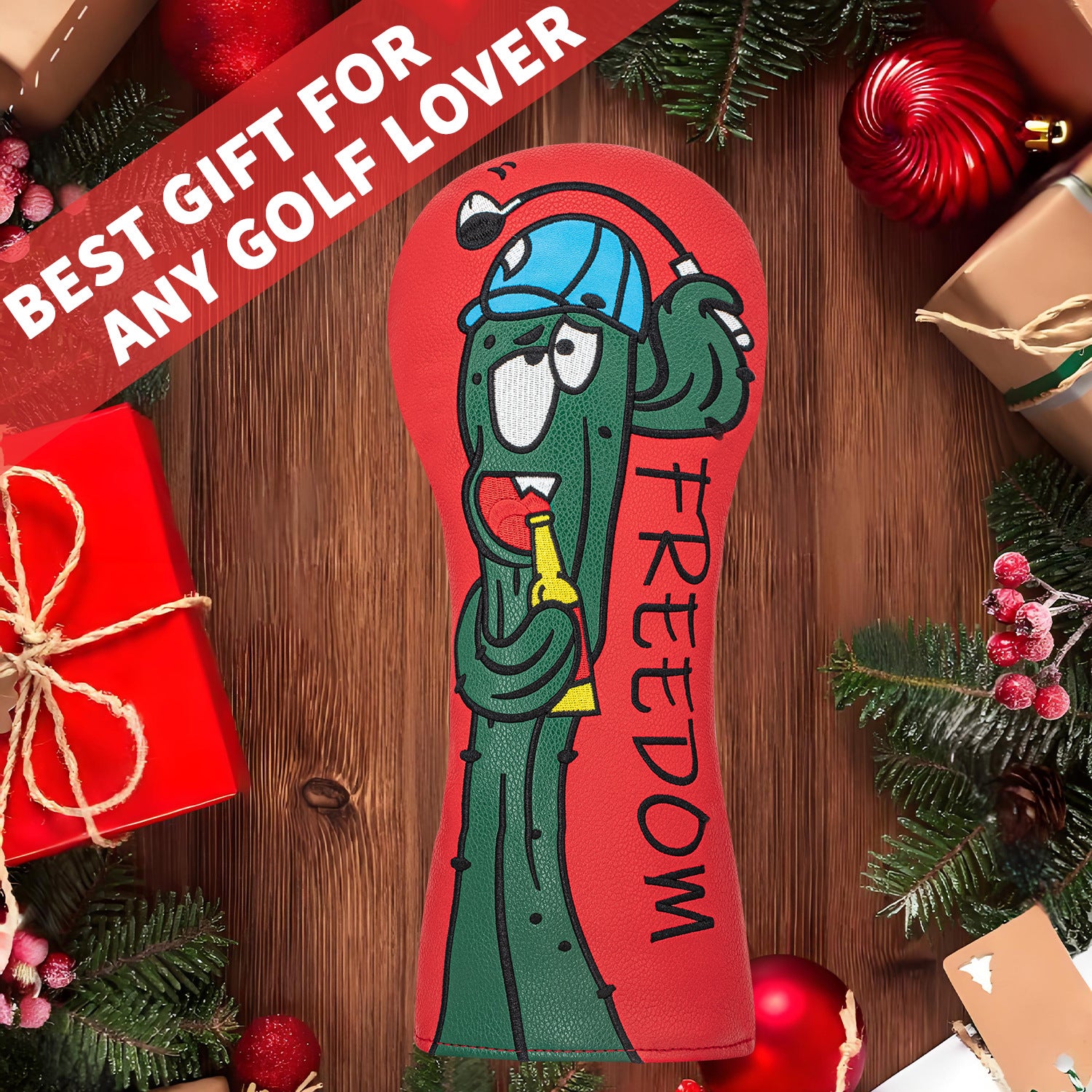 Funny Cactus Embroidery Golf Club Head Cover