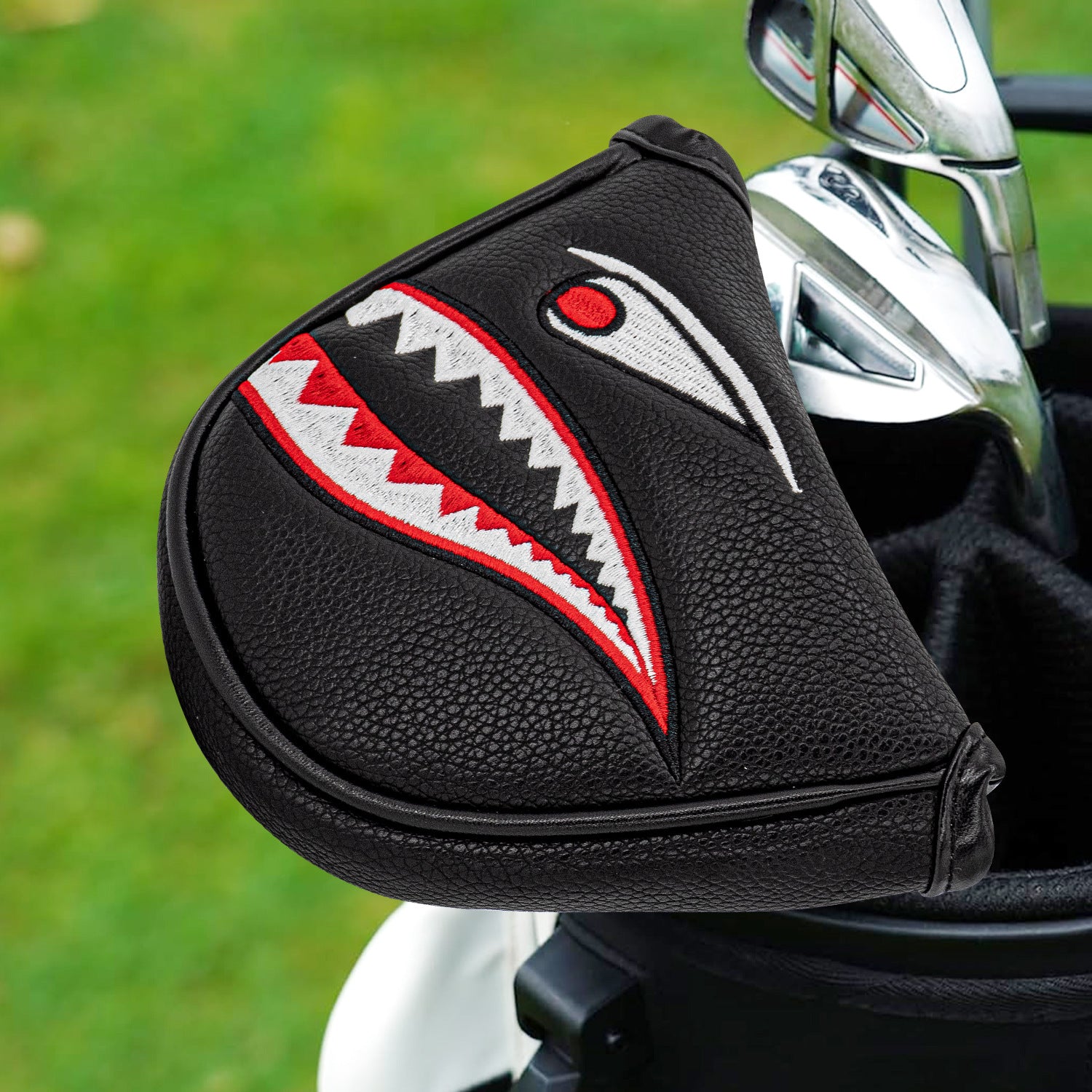 Shark Golf Club Mallet Putter Head Cover Leather Golf Clubs Headcovers