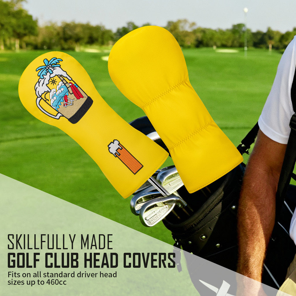 Beer & Coconut Embroidery Vacation-Style Golf Club Head Covers