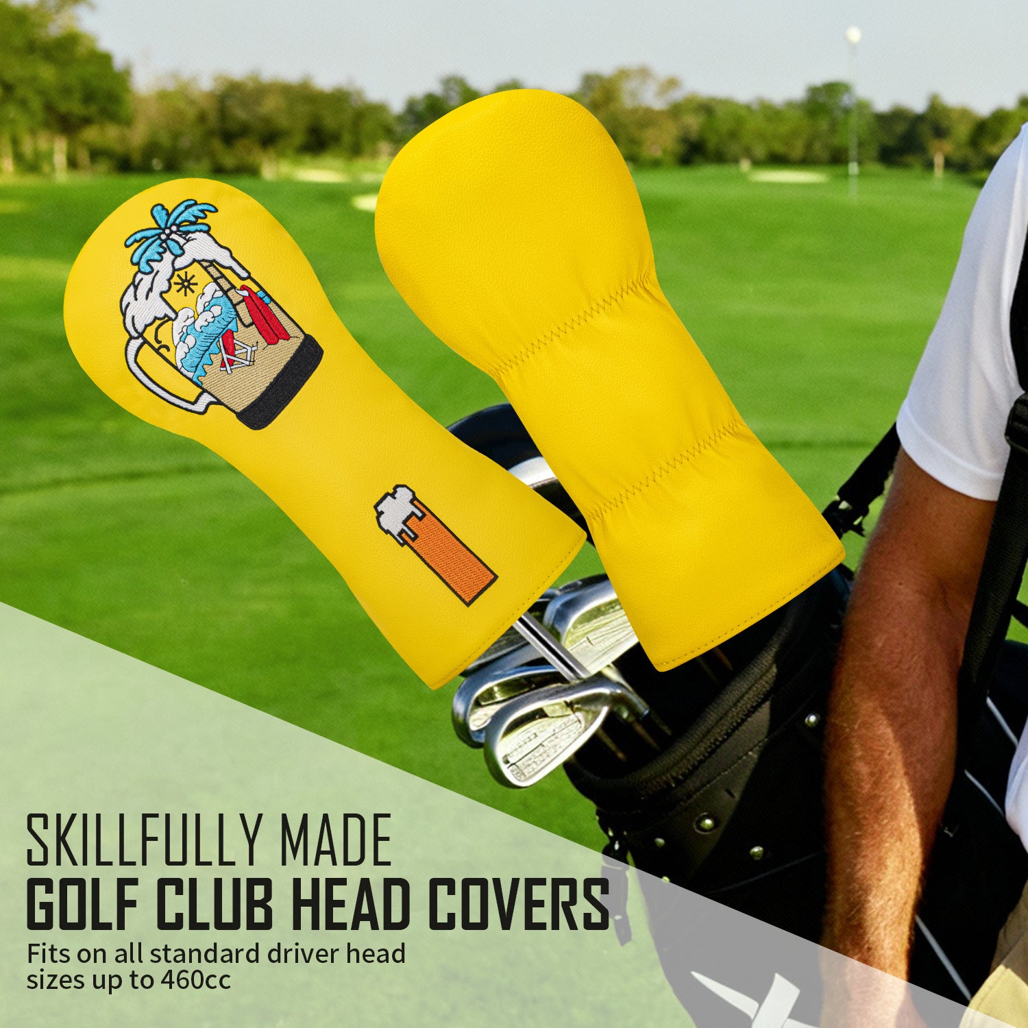 Beer & Coconut Embroidery Vacation-Style Golf Club Head Covers