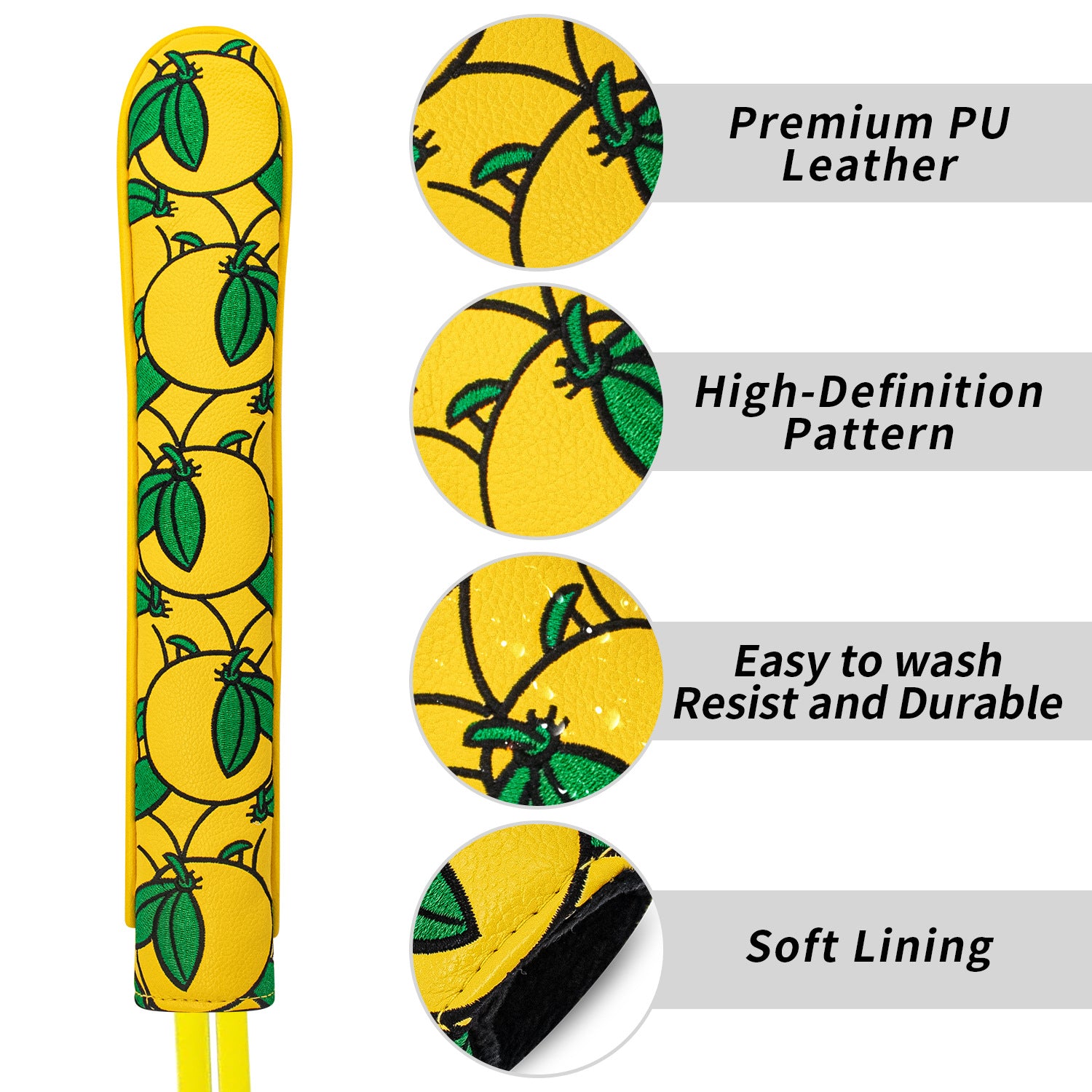 Orange Fruit Embroidery alignment sticks golf cover