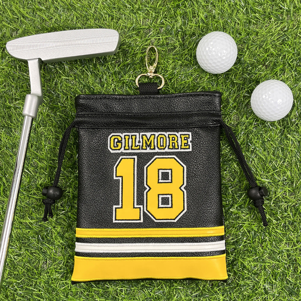 Golf Pouch tee Number 18 jersey embroidery Drawstring Bag